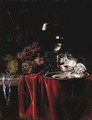 Grapes, a pocketwatch, a roemer, a silver ewer and a plate - Willem Van Aelst