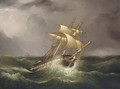 An East Indiaman reefed down and riding out the gale - William Adolphus Knell