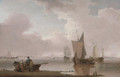 Small traders in a calm on an estuary, with fisherfolk in the foreground - William Anderson