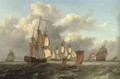 A squadron of frigates arriving at a rendezvous with a lugger passing them - William Anderson