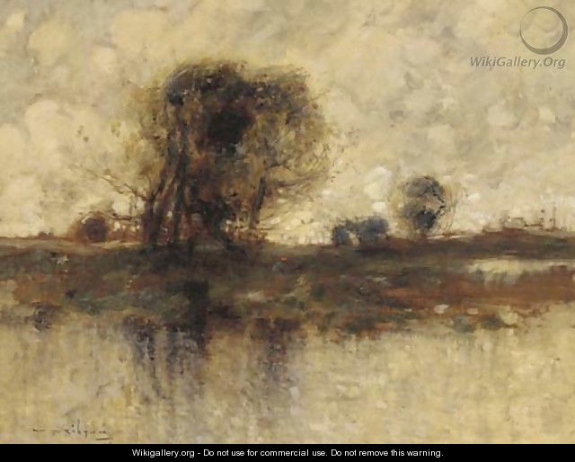 An angler on the edge of a lake - William Alfred Gibson