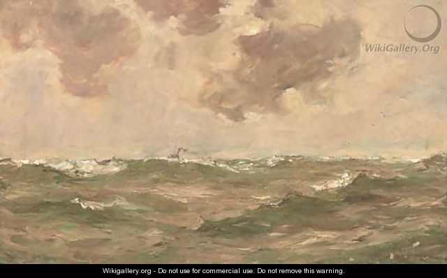 A steamship at sea - William Ayerst Ingram