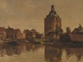 A view of Enkhuizen with the Drommedaris towering - Willem Bastiaan Tholen