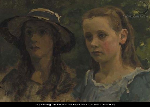 A double portrait of the daughters of Floris Arntzenius - Willem Bastiaan Tholen