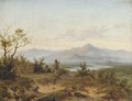 Artists working in a mountainous river landscape - Willem Cornelis Rip