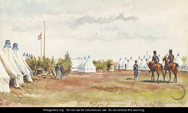 Cavalrymen riding into the camp at Nieuw Milligen - Willem Constantijn Staring
