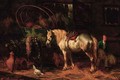 A Cart horse in a barn - Willem Jacobus Boogard