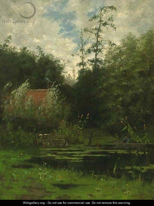 An angler in a punter a cottage nearby - Willem Hamel