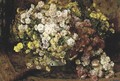 A flower still life with chrysanthemums - Willem Roelofs