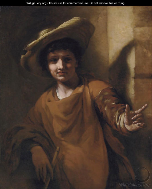 A young boy holding a flute - Willem Drost
