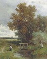 An angler in an autumn landscape - Willem Roelofs