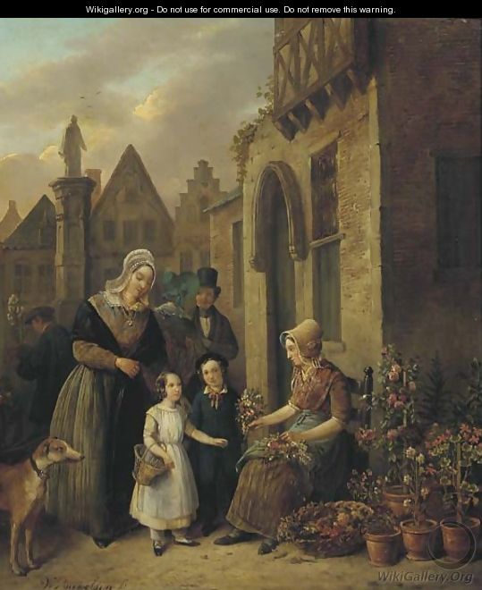 Children buying flowers for mummy - Willem Pouwelsen