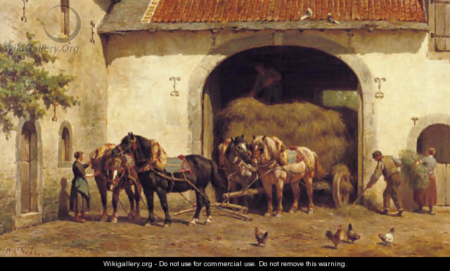 Unloading the hay-wagon - Willem Carel Nakken