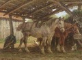 Two horses in a stable - Willem Carel Nakken