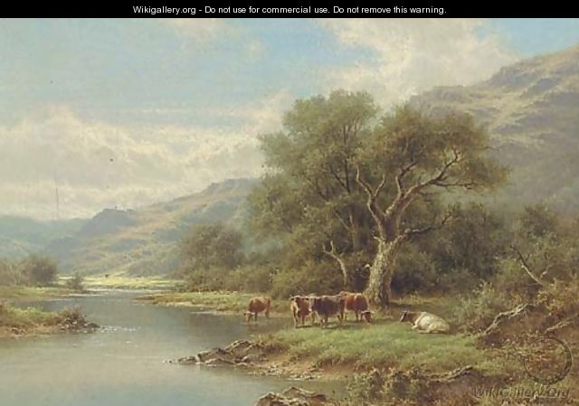 Cattle on the bank of a river - Walter J. Watson