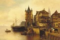 A busy Dutch port - Wilhelm Alexander Meyerheim