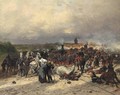 French soldiers on the attack a scene from the Franco-Prusian war - Wilfred Constant Beauquesne