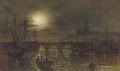 St. Paul's from the Thames by moonlight - Wilfred Jenkins