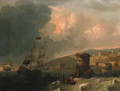 Dutch shipping off an Italianate harbour - Wigerus Vitringa