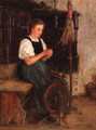 A spinning German peasant woman - Wilhelm Hasemann