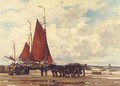 Fischer am Strand von Katwijk - Wilhelm Hambutchen