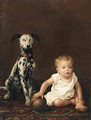 A young boy and a dalmation - Victorian School