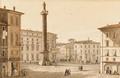 Piazza Colonna with the Column of Marcus Aurelius, Rome - Victor Jean Nicolle
