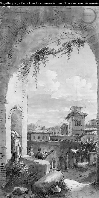 A view of the Roman Forum, seen through an arch - Victor Jean Nicolle