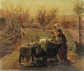 Mending by the garden - Victor Ravet