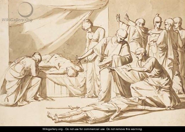 Roman senators and women discovering two corpses - Vincenzo Camuccini