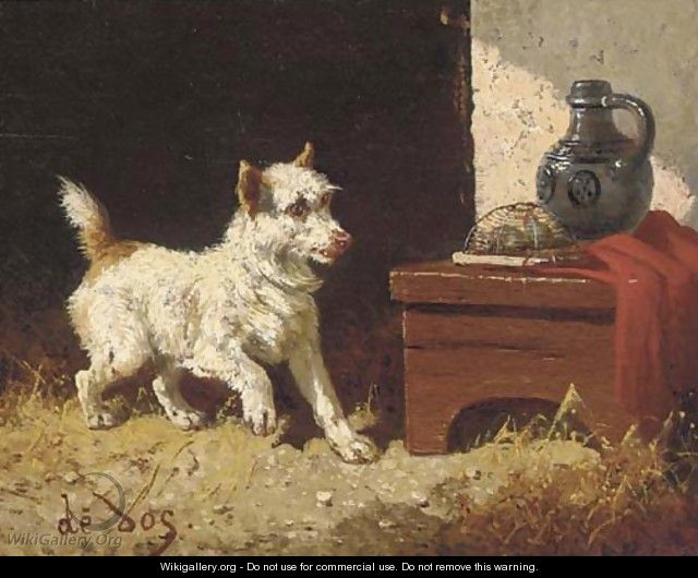 A terrier surprised by mice - Vincent de Vos
