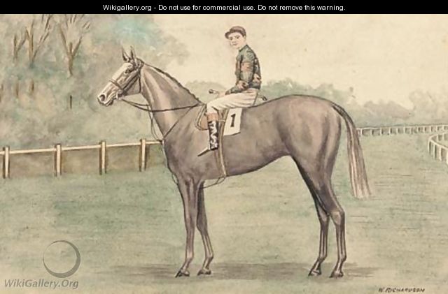 A racehorse with jockey up - William Richardson