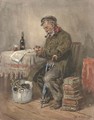Portrait of a man smoking a pipe - Vladimir Egorovich Makovskii
