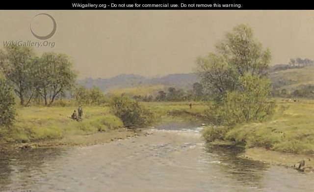 Anglers on the banks of a river - Waller Hugh Paton