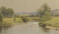Anglers on the banks of a river - Waller Hugh Paton