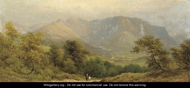 Figures in a mountainous landscape - William Gill