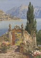 An ornamental garden above an Italian lake - William Maw Egley