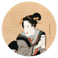 Beauty in a round window - Toyokuni