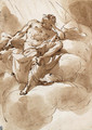 A half-draped Figure, seated on a cloud, looking up - Ubaldo Gandolfi