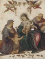 The Holy Family with the Infant Saint John the Baptist and Saint Anne with cherubs scattering flowers - Tuscan School