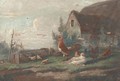 Chickens in a farmyard - Cornelis van Leemputten