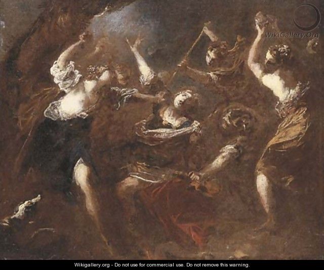 Orpheus attacked by the Maenads of Ciconia a bozzetto - Valerio Castello