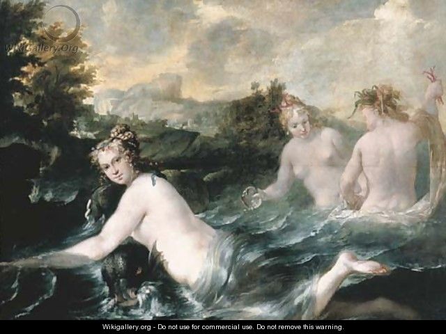 Nereids playing with a dolphin - Venetian School