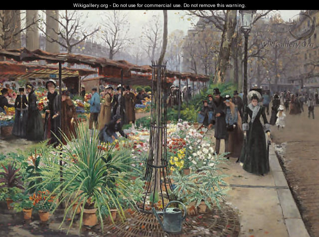 A Flower Market, Paris - Victor Barvitius