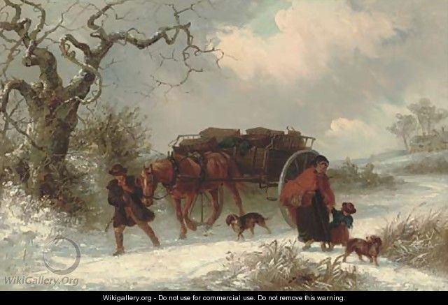 A carrier with passengers parting in a winter landscape - Thomas Smythe