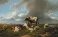 On the South Coast, with cows and sheep - Thomas Sidney Cooper
