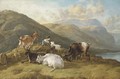 Highland landscape with a girl and goats - Thomas Sidney Cooper