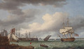 A view of St. Helier, Jersey, with Elizabeth Castle beyond - Thomas Whitcombe