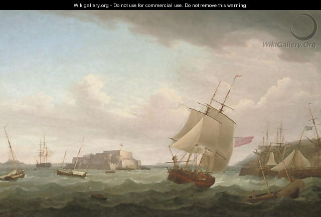A merchantman and other vessels off Castle Cornet, Guernsey 2 - Thomas Whitcombe