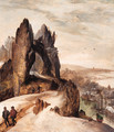 Peasants on a track in a mountainous winter landscape - Tobias van Haecht (see Verhaecht)